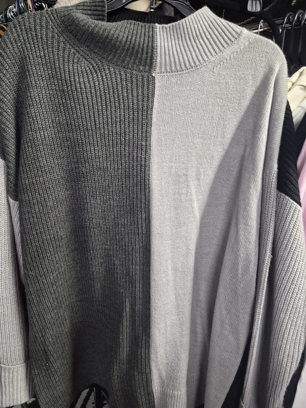 Women's Calvin Klein Two-Tone Gray Crewneck Sweater